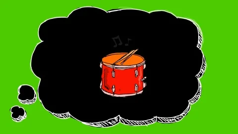 Drum - Hand-Drawn Animation - thinking bubble black Stock Footage 98553628