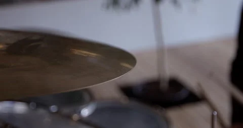 Drum hi hat cymbal being hit - extreme close up Stock Footage 148244097