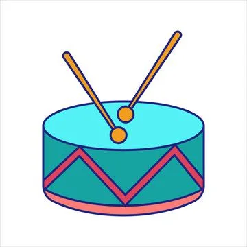 Drum Icon Flat Design Vector Stock Illustration