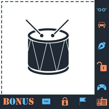 Drum icon flat Stock Illustration