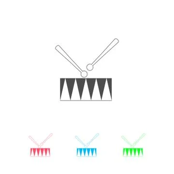 Drum icon flat. Stock Illustration