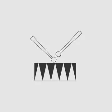 Drum icon flat. Stock Illustration