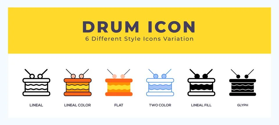 Drum icon illustration vector with different styles Stock Illustration