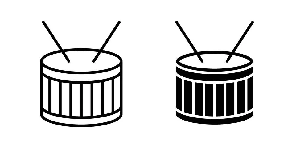 Drum icon pack with silhouette and stroke web icons Stock Illustration