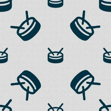 Drum icon sign. Seamless pattern with geometric texture. Stock Illustration