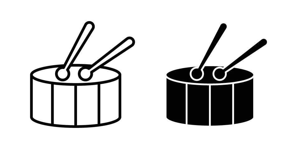 Drum icon silhouette vector set. thin line pack Stock Illustration