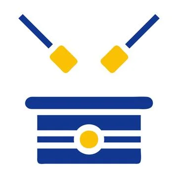 Drum icon solid blue yellow colour ramadan symbol perfect. Stockillustratie