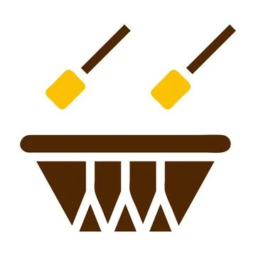 Drum icon solid brown yellow colour ramadan symbol perfect. Illustrazione stock