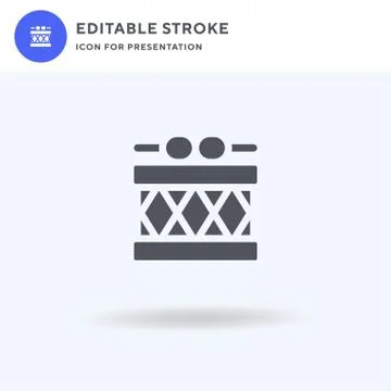 Drum icon vector, filled flat sign, solid pictogram isolated on white, logo Illustrazione stock