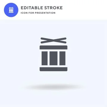 Drum icon vector, filled flat sign, solid pictogram isolated on white, logo Illustrazione stock