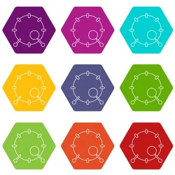 Drum icons set 9 Stock Illustration