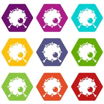 Drum icons set 9 vector Stock Illustration