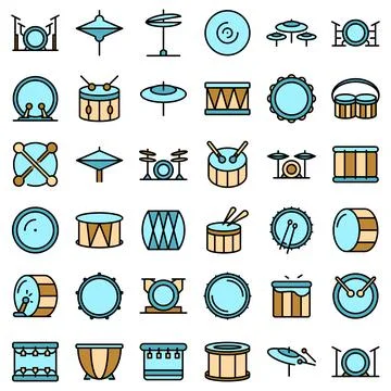 Drum icons set vector flat Illustrazione stock