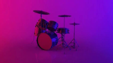 Drum kit 3d render Stock Illustration
