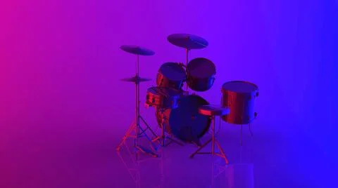 Drum kit 3d render Stock Illustration