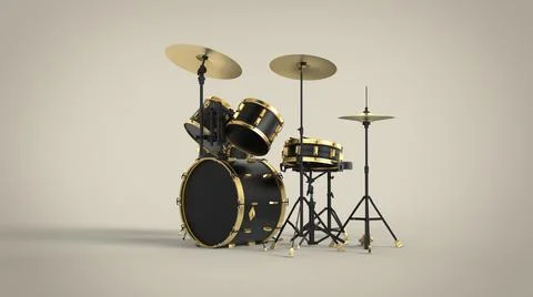 Drum kit 3d render Stock Illustration