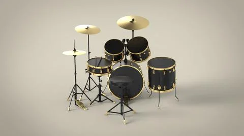 Drum kit 3d render Stock Illustration