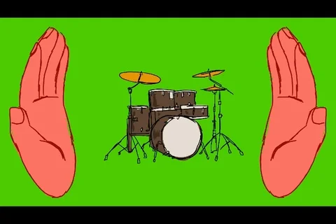 Drum kit - Hand-Drawn Animation - hands red Stock Footage 98502936
