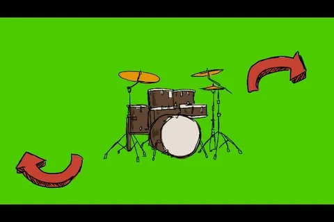 Drum kit - Hand-Drawn Animation - twirling arrow red Stock Footage 98506610