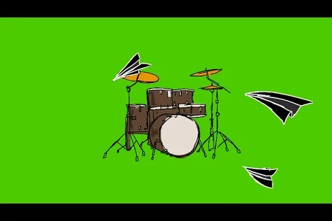 Drum kit - Hand-Drawn Animation - paper plane black Stock Footage 98507525