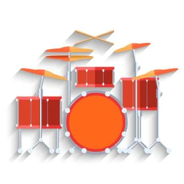 Drum kit icon. Flat design. Vector Illustrazione stock