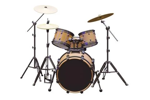 Drum kit isolated on white background, 3d rendering Illustration
