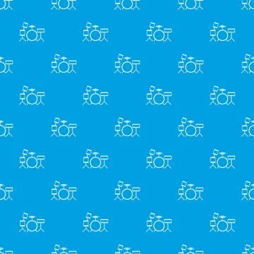 Drum kit pattern seamless blue Stock Illustration