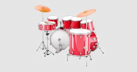 Drum Kit rotation animation seamlessly loopable. 3D rendering isolated Stock Footage 279773280