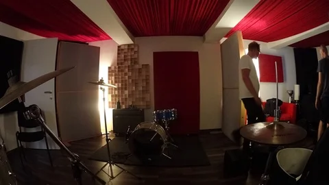 Drum Kit Set Up In Studio Time Lapse Stock Footage 97031675