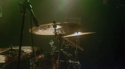 DRUM KIT ON STAGE BEFORE THE SHOW Stock Photos