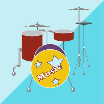 Drum kit on a two-tone background Stock Illustration