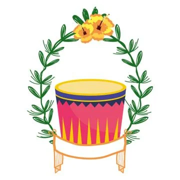 Drum on laurel wreath Illustrazione stock