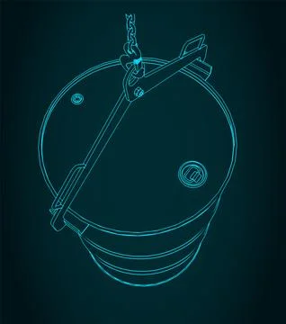 Drum lifter with barrel close-up Stock Illustration