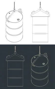 Drum lifter blueprints Stock Illustration