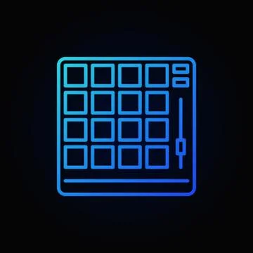 Drum machine blue outline vector icon or logo Illustrazione stock