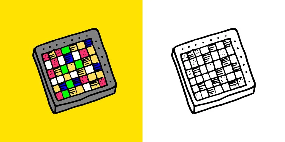 Drum machine or midi sampler. Producer equipment. Musical instrument. Hand drawn Stockillustratie