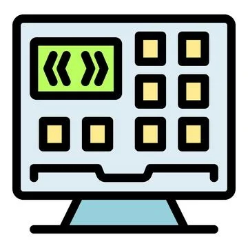 Drum machine software displaying musical notes on screen Stock Illustration