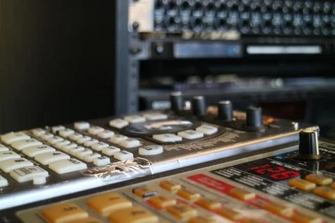 Drum Machines in the Studio Stock Photos