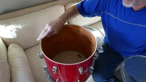 Drum Maintenance - Checking Drum hoop Stock Footage 58459153
