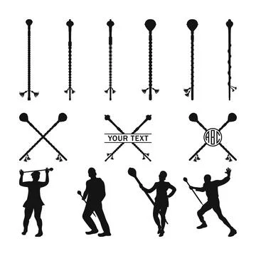 Drum Major Baton Silhouette, Marching band drum major silhouette, Marching Band Stock Illustration