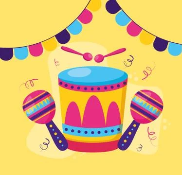 Drum maracas carnival 스톡 일러스트
