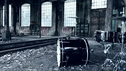 Drum in old factory Stock Footage 110921220