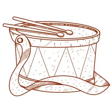 Drum outline drawing. Stock Illustration