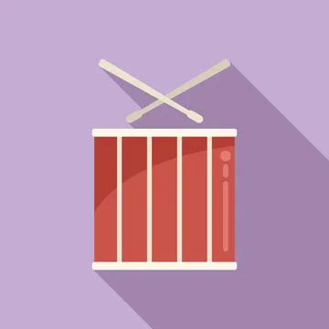Drum percussion icon flat vector. Music kit Stockillustratie