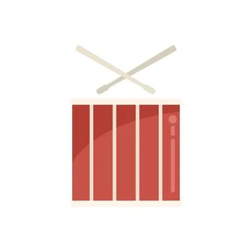 Drum percussion icon flat vector. Music kit Stock Illustration