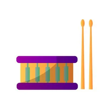 Drum, Percussion Musical Instrument, Vector Illustration. White Background. Stock Illustration