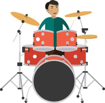 Drum player vector icon isolated on white Stock Illustration