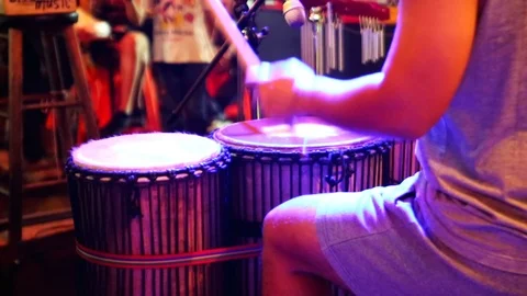 Drum playing. Drummer. Male hands Playing Drum close-up. Action Stock Footage 90804989