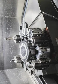 Drum with replaceable cutters inside the CNC machine Stock Photos