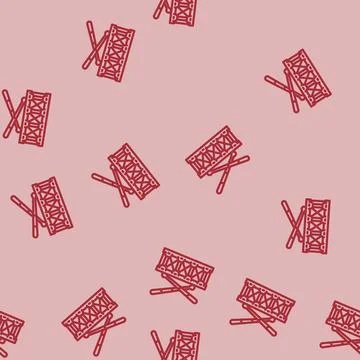 Drum retro music line vector seamless pattern Illustrazione stock